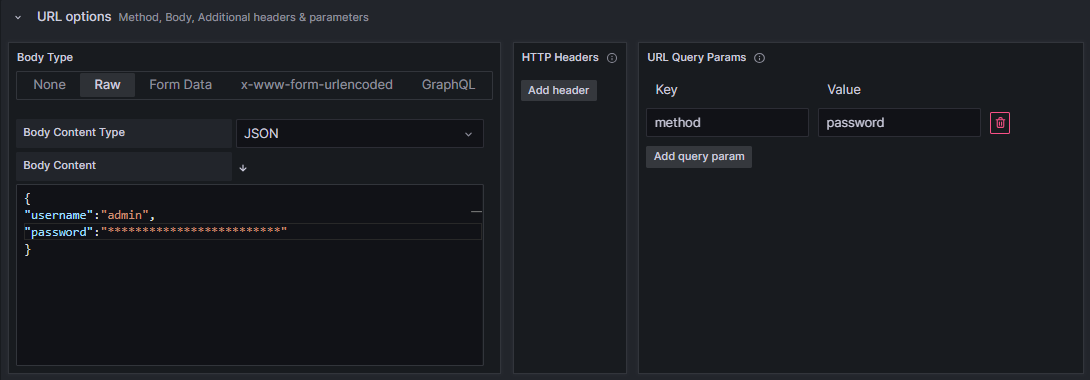 Variable query URL Options configuration